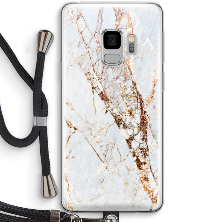Goud marmer: Samsung Galaxy S9 Transparant Hoesje met koord