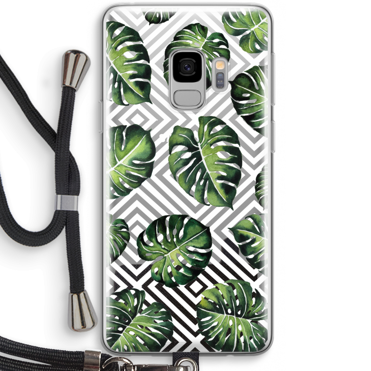 Geometrische jungle: Samsung Galaxy S9 Transparant Hoesje met koord