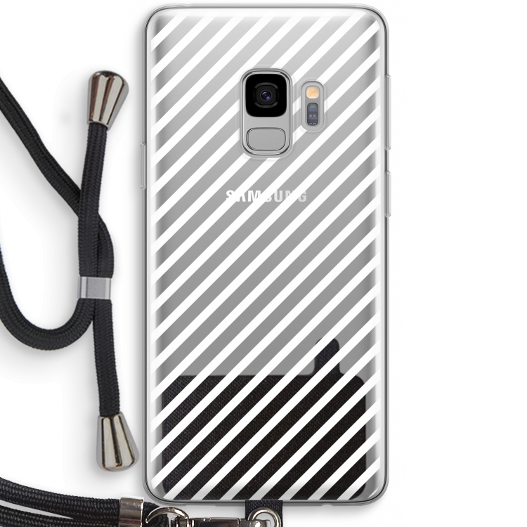 Strepen zwart-wit: Samsung Galaxy S9 Transparant Hoesje met koord