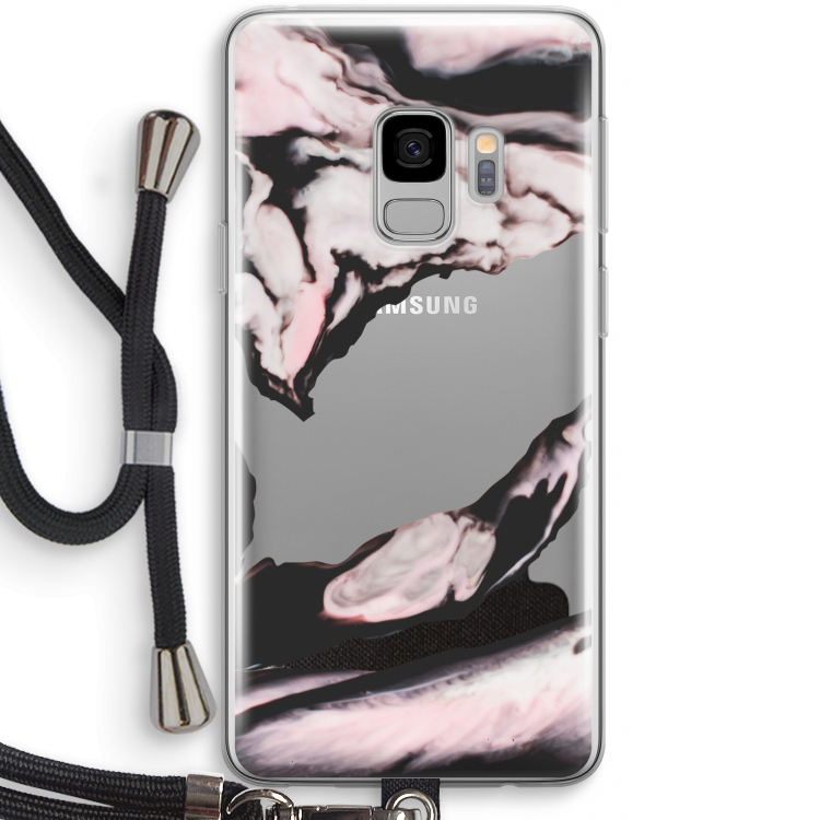 Roze stroom: Samsung Galaxy S9 Transparant Hoesje met koord