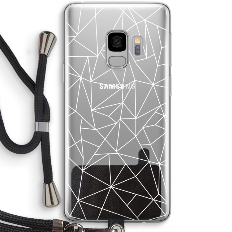Geometrische lijnen wit: Samsung Galaxy S9 Transparant Hoesje met koord