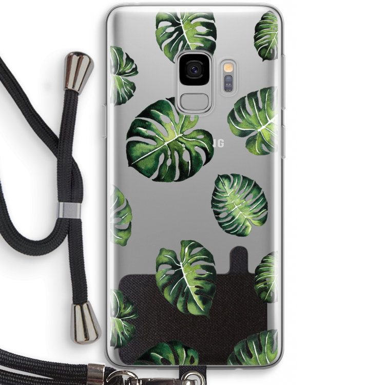 Tropische bladeren: Samsung Galaxy S9 Transparant Hoesje met koord