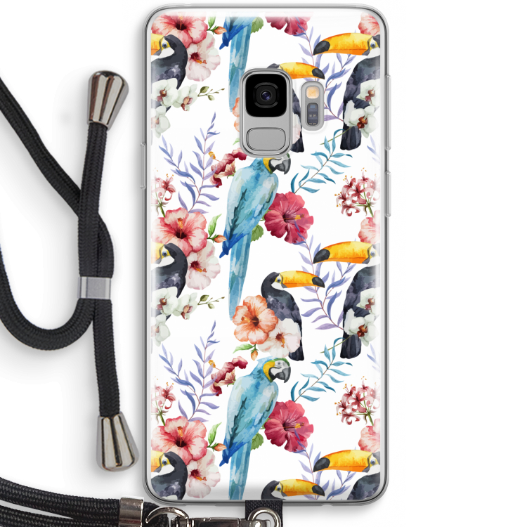 Bloemen tukan: Samsung Galaxy S9 Transparant Hoesje met koord