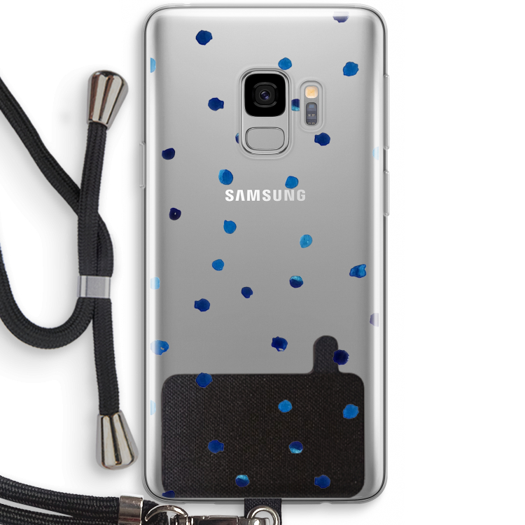 Blauwe stippen: Samsung Galaxy S9 Transparant Hoesje met koord