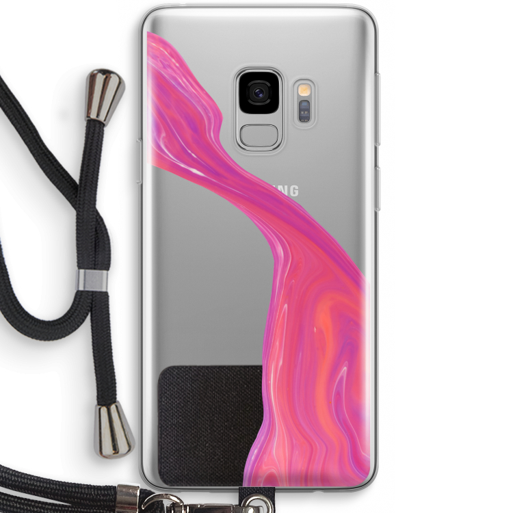 Paarse stroom: Samsung Galaxy S9 Transparant Hoesje met koord