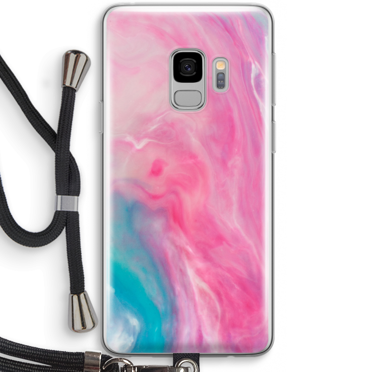 Roze explosie: Samsung Galaxy S9 Transparant Hoesje met koord