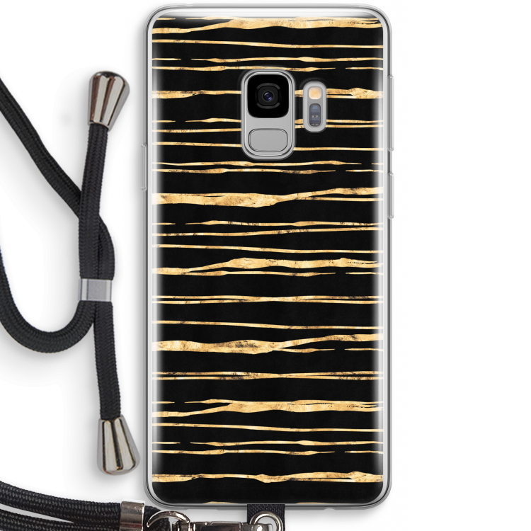 Gouden strepen: Samsung Galaxy S9 Transparant Hoesje met koord