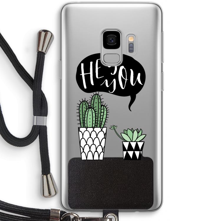 Hey you cactus: Samsung Galaxy S9 Transparant Hoesje met koord