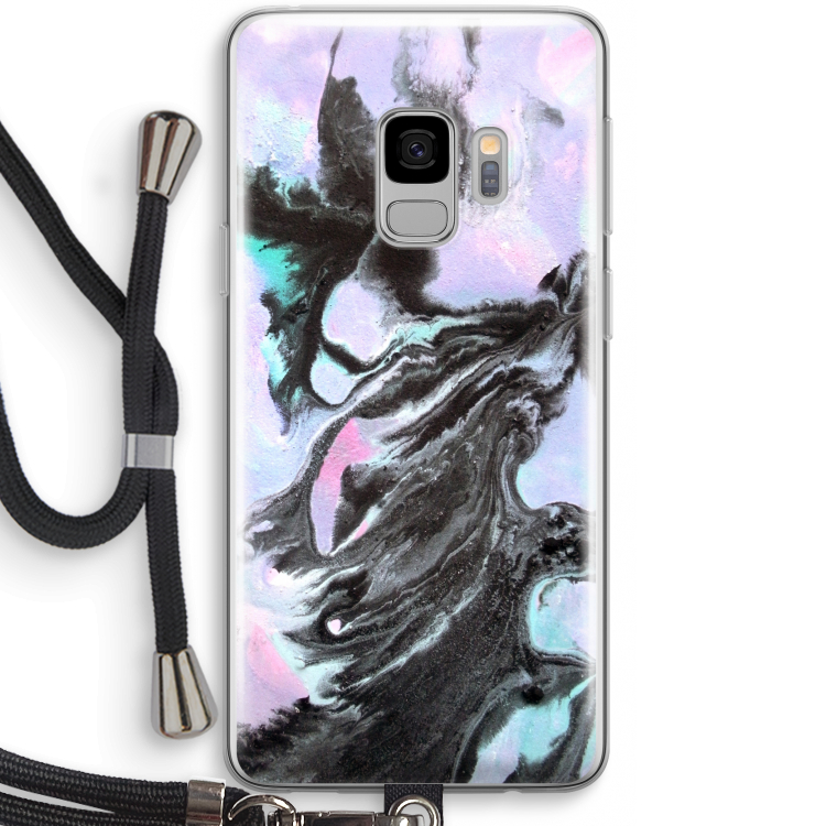 Pastel zwart: Samsung Galaxy S9 Transparant Hoesje met koord