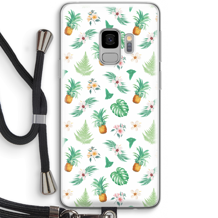 Ananas bladeren: Samsung Galaxy S9 Transparant Hoesje met koord