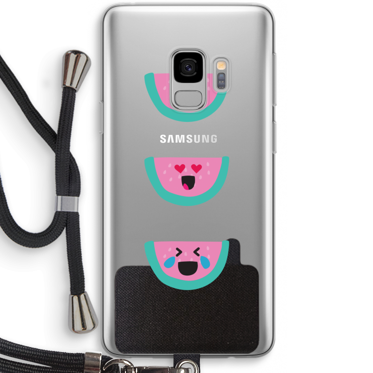 Smiley watermeloen: Samsung Galaxy S9 Transparant Hoesje met koord