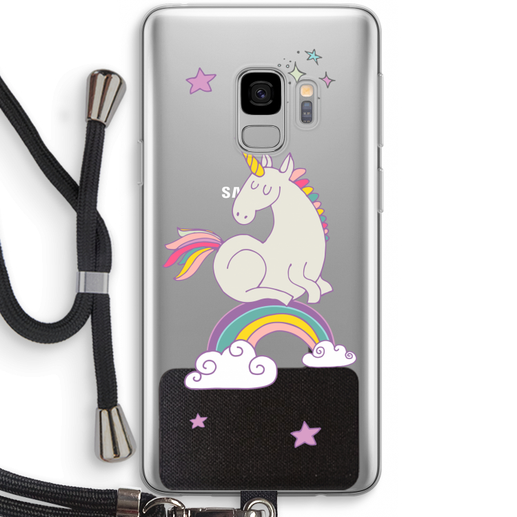 Regenboog eenhoorn: Samsung Galaxy S9 Transparant Hoesje met koord
