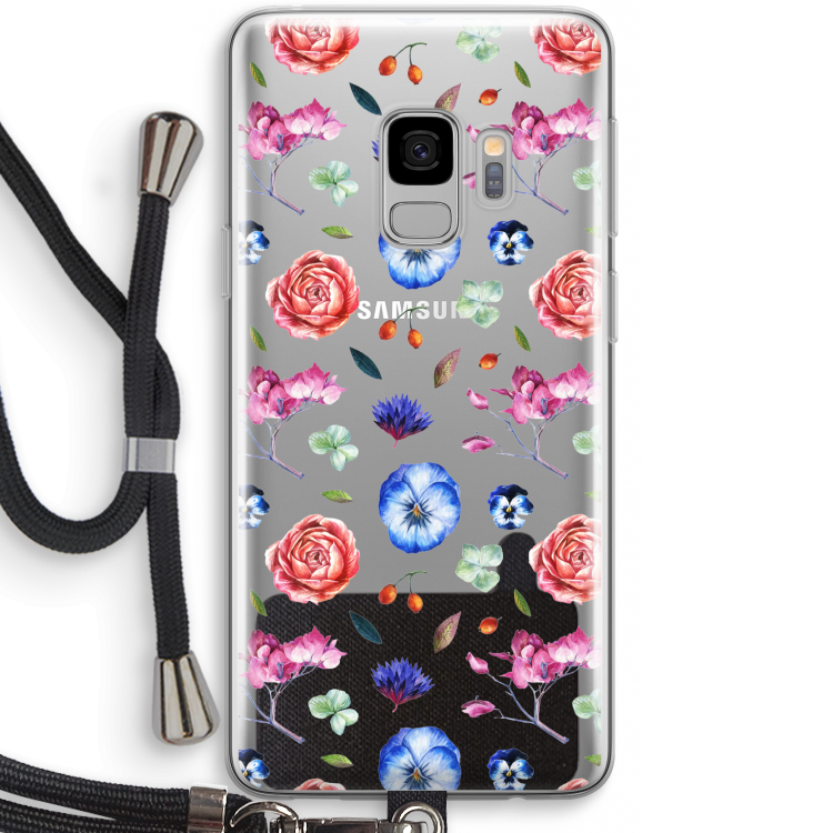 Bloemetjes: Samsung Galaxy S9 Transparant Hoesje met koord