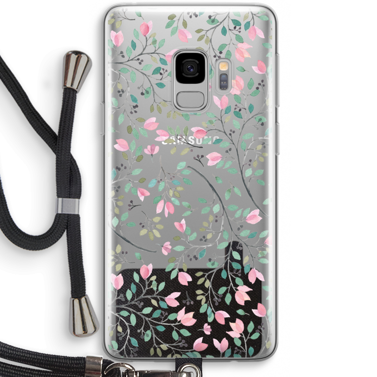 Sierlijke bloemen: Samsung Galaxy S9 Transparant Hoesje met koord