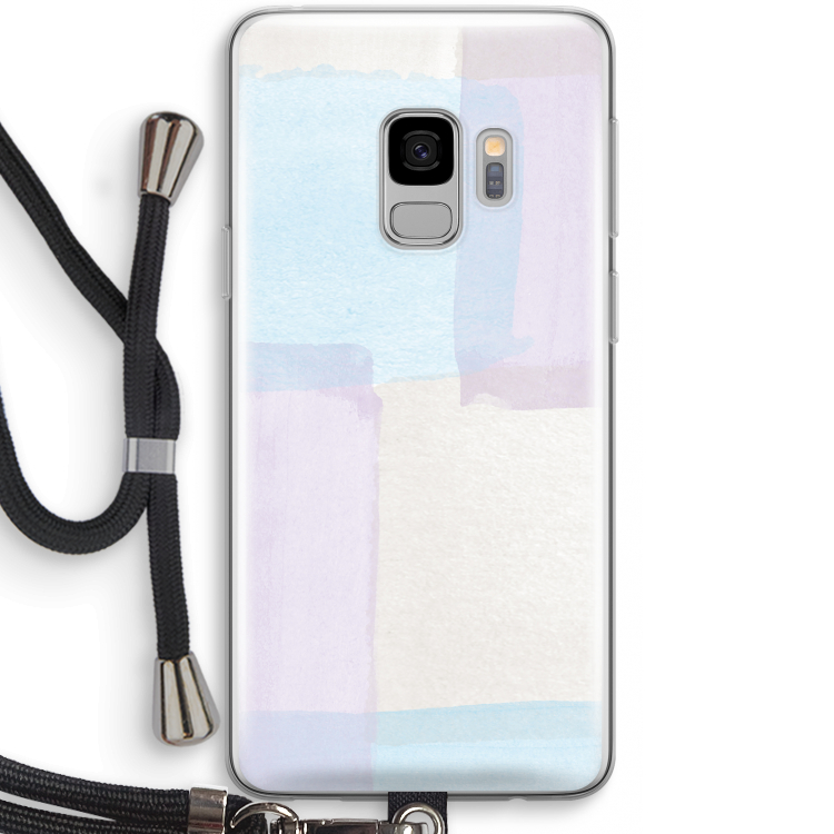 Square pastel: Samsung Galaxy S9 Transparant Hoesje met koord