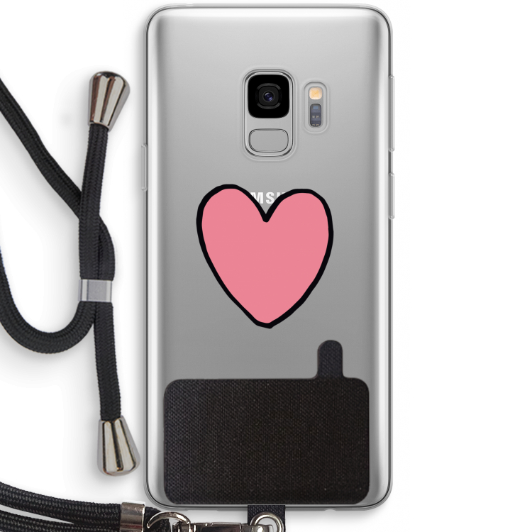Hartje: Samsung Galaxy S9 Transparant Hoesje met koord