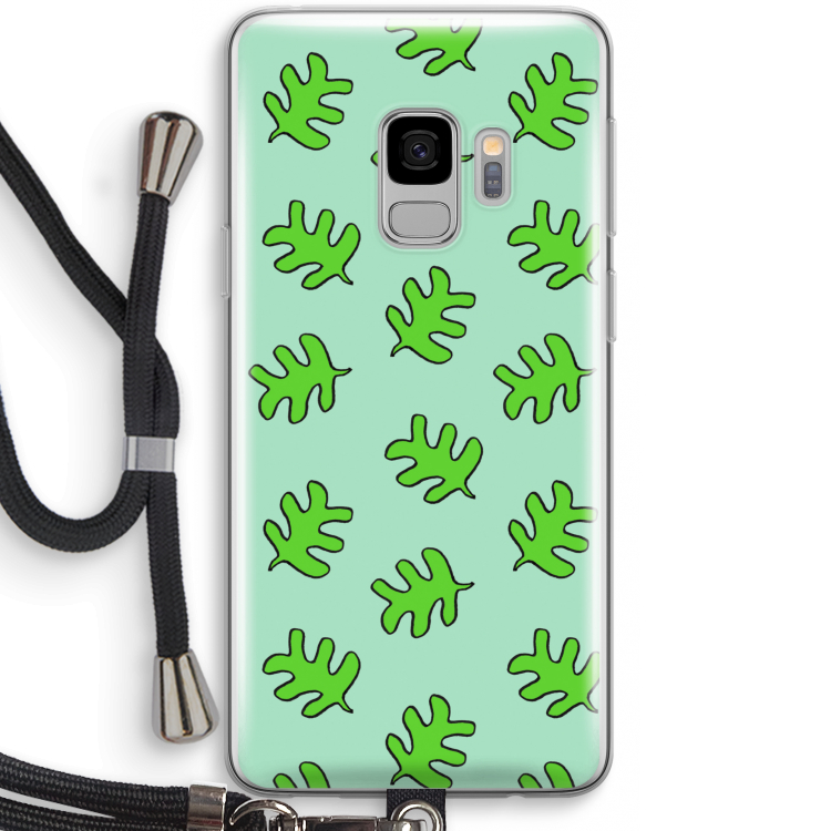 Groene blaadjes: Samsung Galaxy S9 Transparant Hoesje met koord