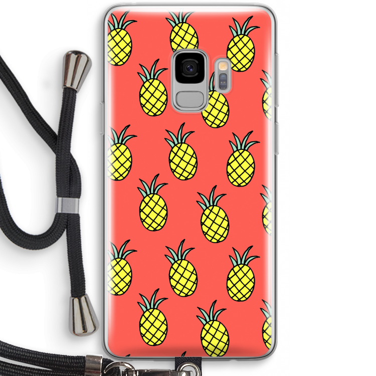Ananas: Samsung Galaxy S9 Transparant Hoesje met koord