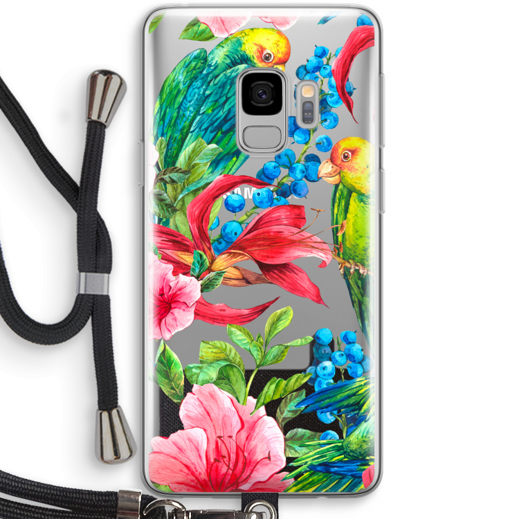 Papegaaien: Samsung Galaxy S9 Transparant Hoesje met koord