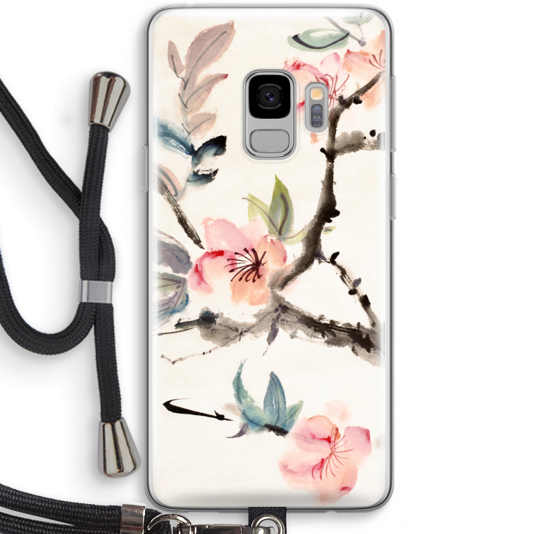 Japanse bloemen: Samsung Galaxy S9 Transparant Hoesje met koord