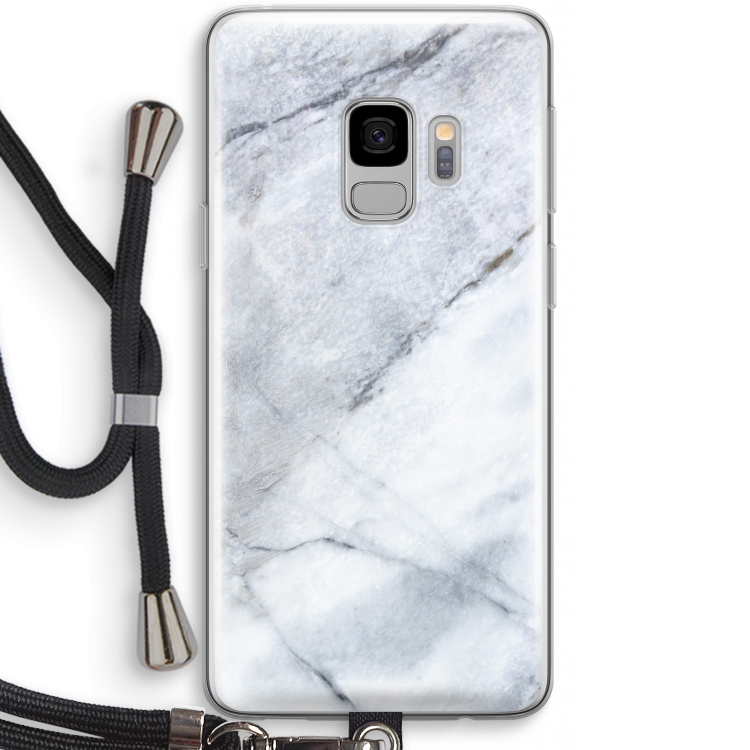 Witte marmer: Samsung Galaxy S9 Transparant Hoesje met koord