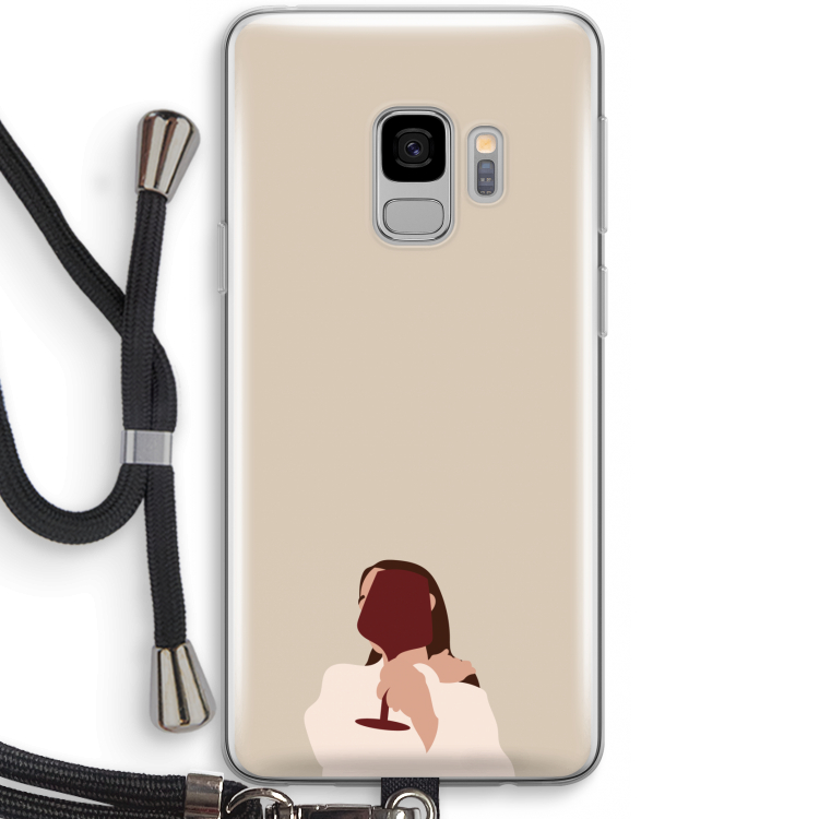 I drink wine: Samsung Galaxy S9 Transparant Hoesje met koord