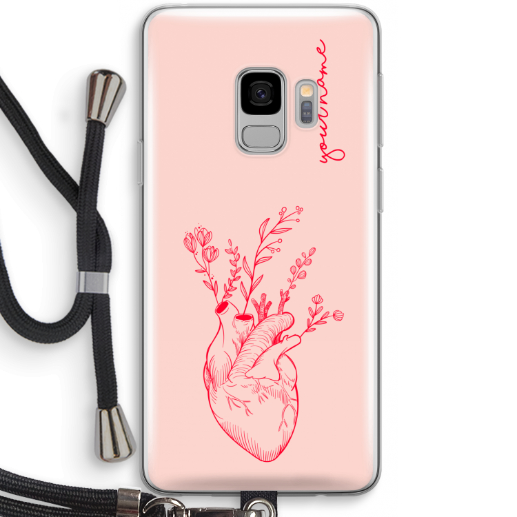 Blooming Heart: Samsung Galaxy S9 Transparant Hoesje met koord