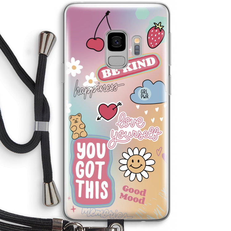 Positivity: Samsung Galaxy S9 Transparant Hoesje met koord