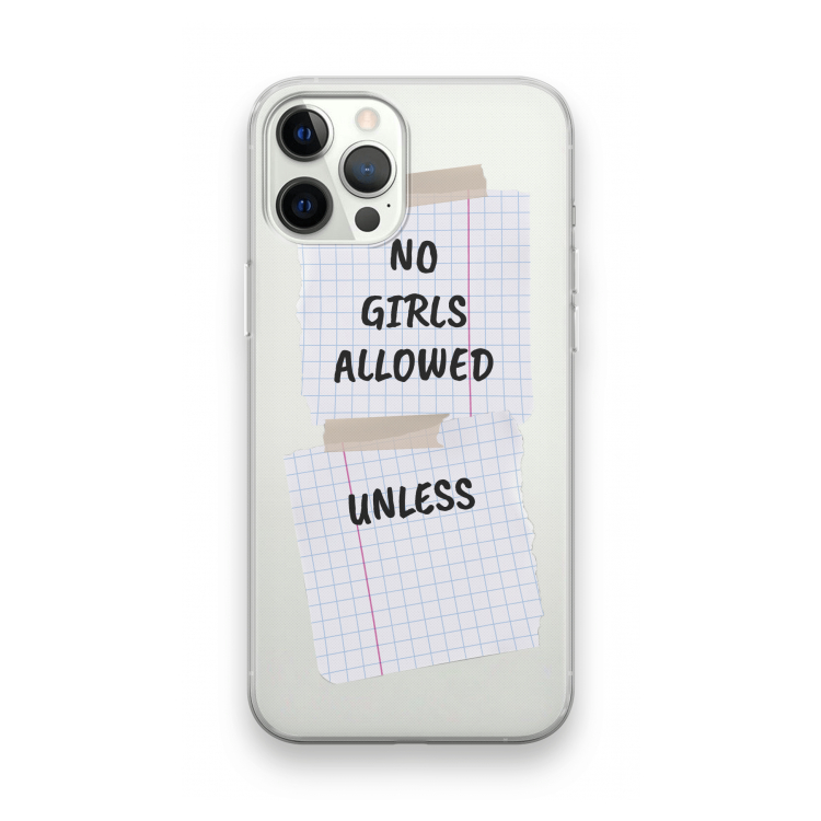No Girls Allowed Unless: iPhone 12 Pro Transparant Hoesje