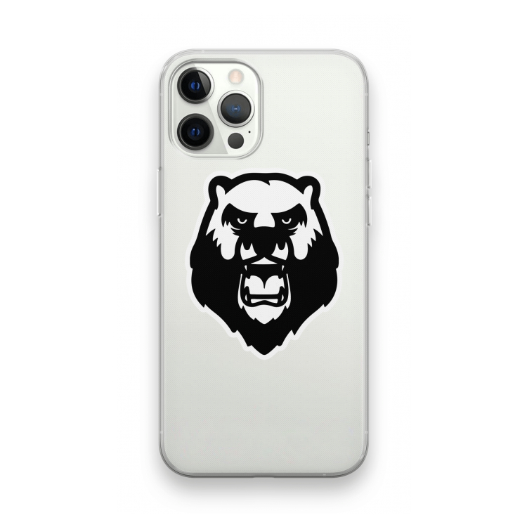 Angry Bear (white): iPhone 12 Pro Transparant Hoesje