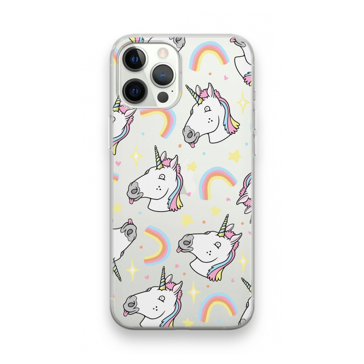 Rainbow Unicorn: iPhone 12 Pro Transparant Hoesje