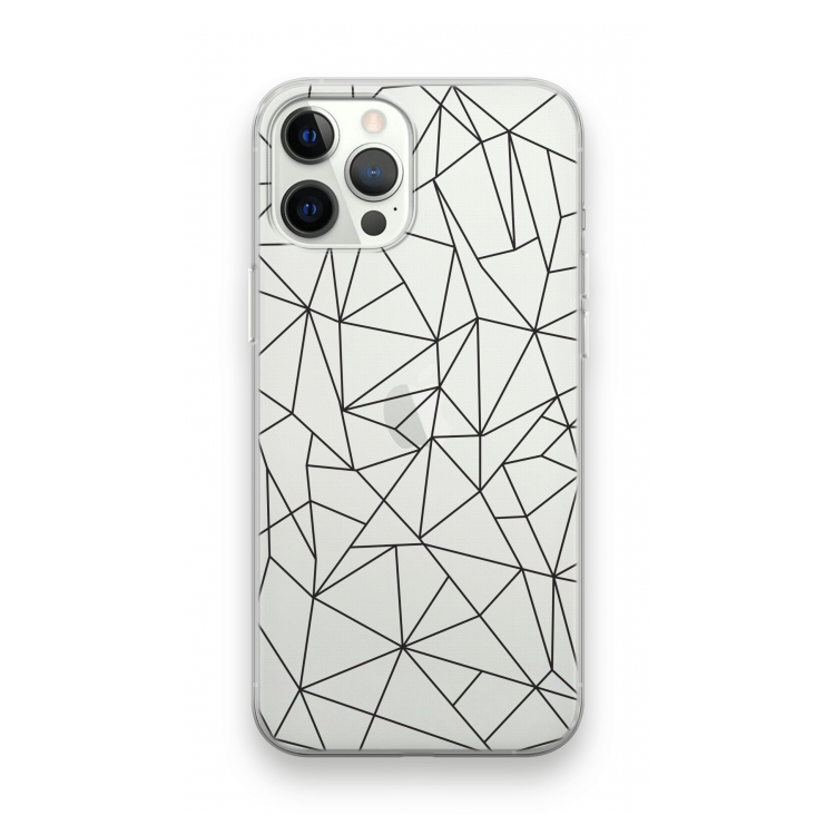 Geometrische lijnen zwart: iPhone 12 Pro Transparant Hoesje