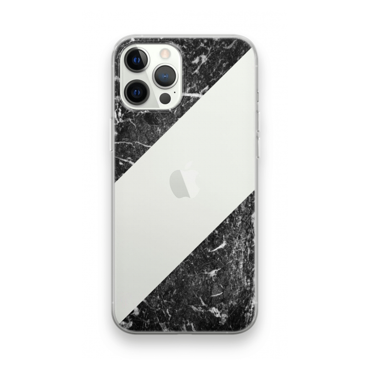 Zwart marmer: iPhone 12 Pro Transparant Hoesje