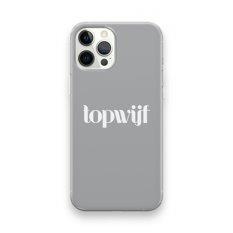 Topwijf Grijs Wit: iPhone 12 Pro Transparant Hoesje