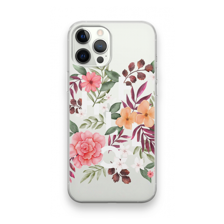 Hello in flowers: iPhone 12 Pro Transparant Hoesje
