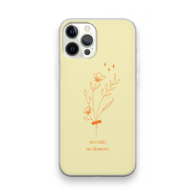 No rain no flowers: iPhone 12 Pro Transparant Hoesje
