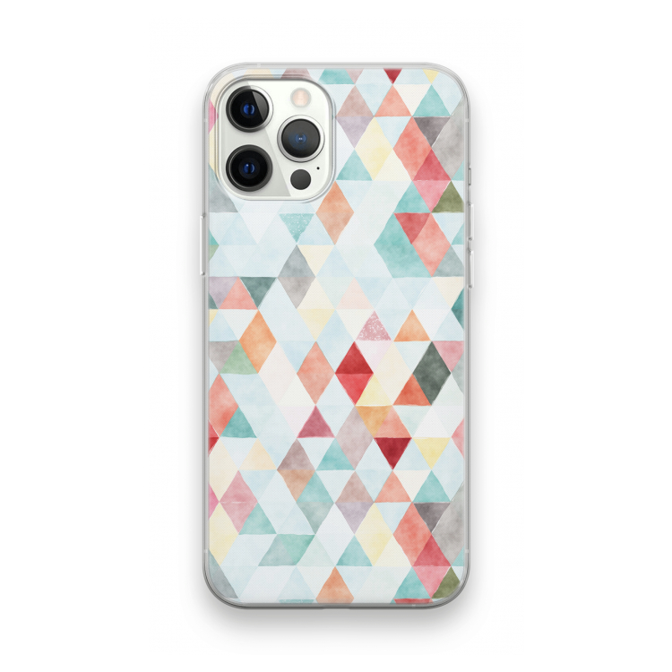 Gekleurde driehoekjes pastel: iPhone 12 Pro Transparant Hoesje