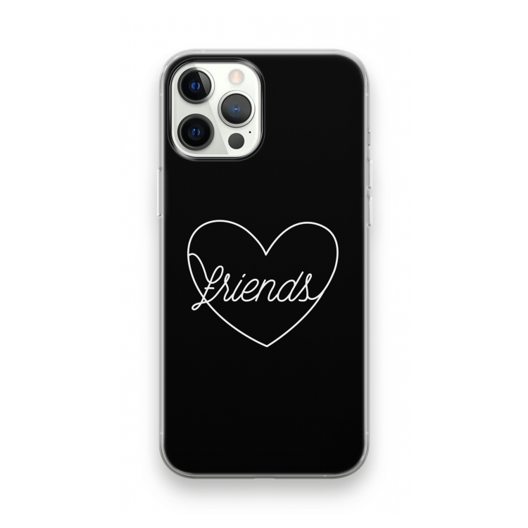 Friends heart black: iPhone 12 Pro Transparant Hoesje