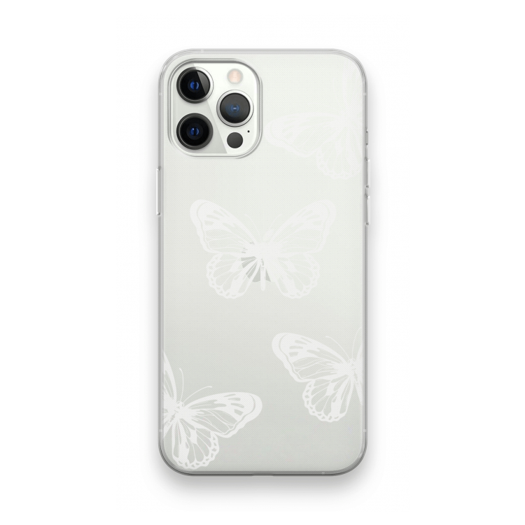 White butterfly: iPhone 12 Pro Transparant Hoesje