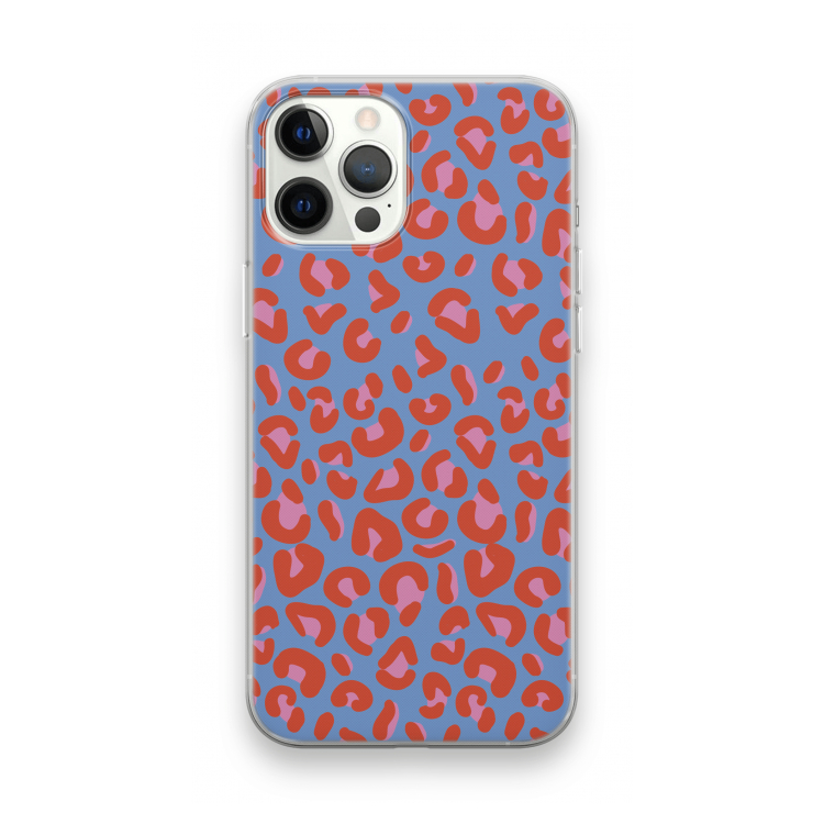 Leopard blue: iPhone 12 Pro Max Transparant Hoesje