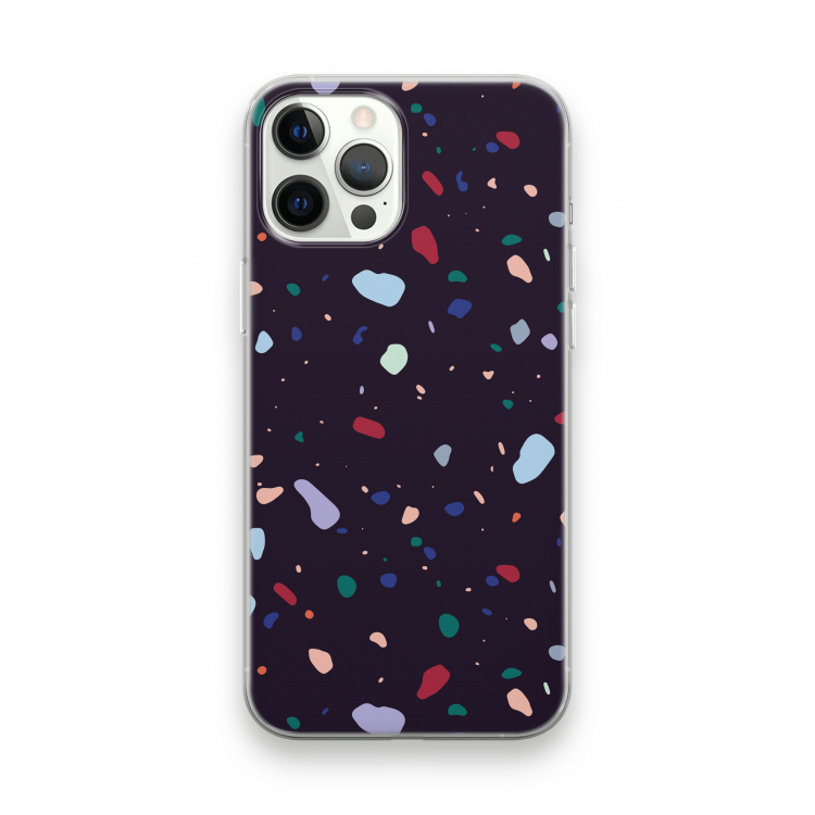 Dark Rounded Terrazzo: iPhone 12 Pro Max Transparant Hoesje
