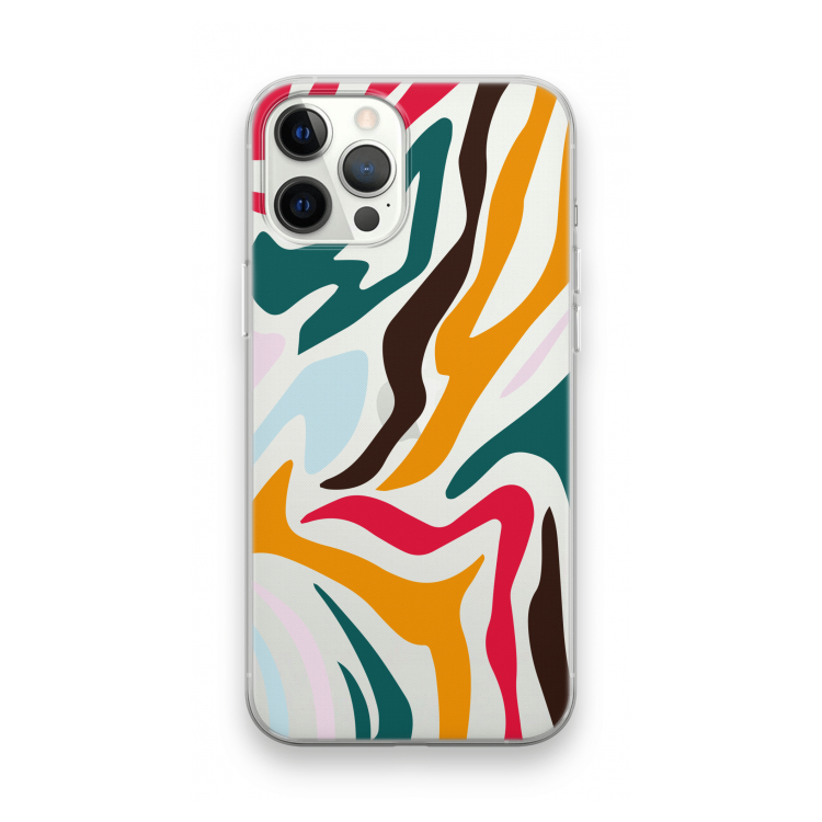 Colored Zebra: iPhone 12 Pro Max Transparant Hoesje