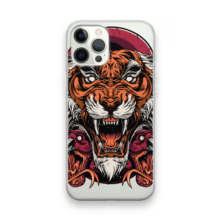 Tiger and Rattlesnakes: iPhone 12 Pro Max Transparant Hoesje