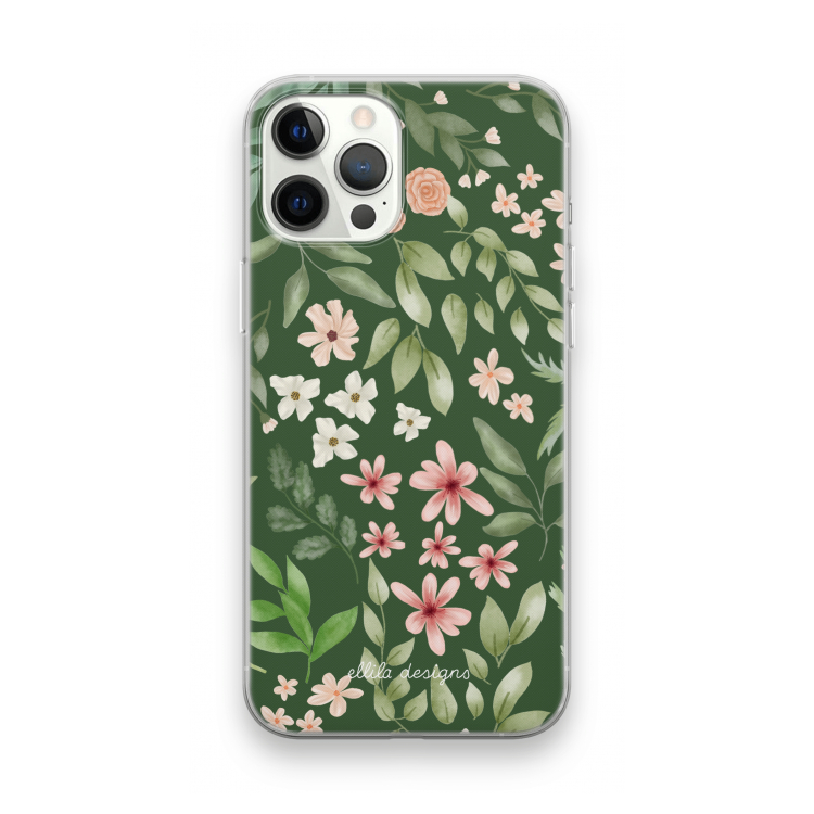 Botanical green sweet flower heaven: iPhone 12 Pro Max Transparant Hoesje