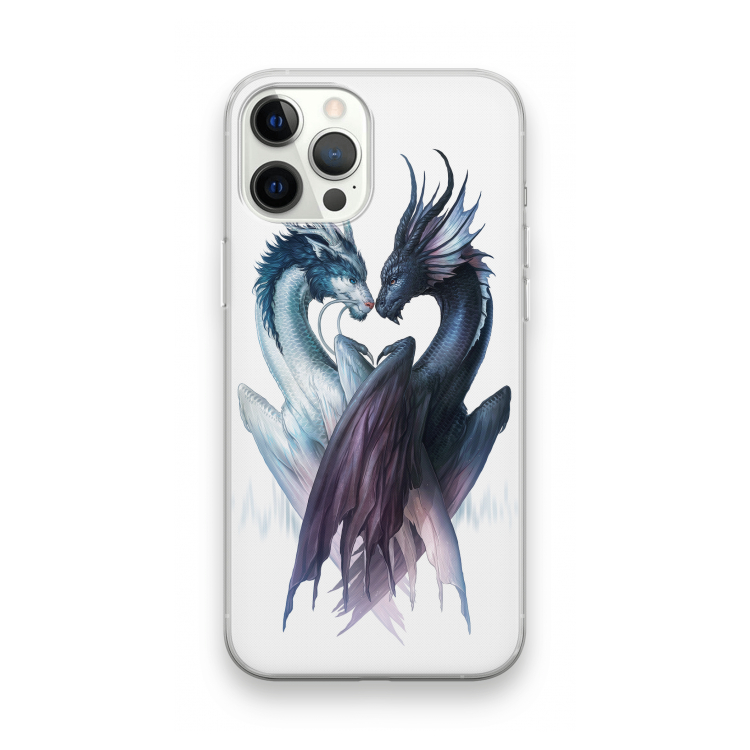 Yin Yang Dragons: iPhone 12 Pro Max Transparant Hoesje