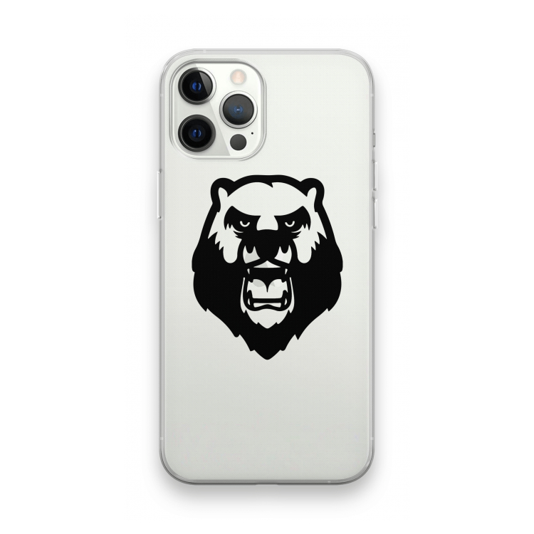 Angry Bear (black): iPhone 12 Pro Max Transparant Hoesje