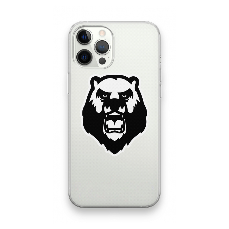 Angry Bear (white): iPhone 12 Pro Max Transparant Hoesje