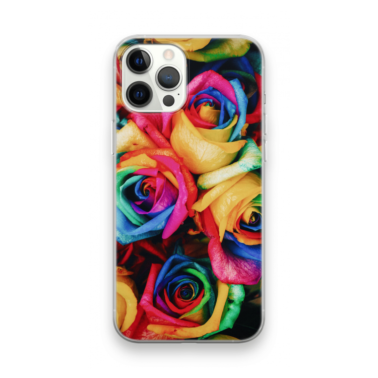 Neon bloemen: iPhone 12 Pro Max Transparant Hoesje