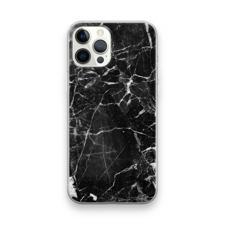 Zwart Marmer 2: iPhone 12 Pro Max Transparant Hoesje