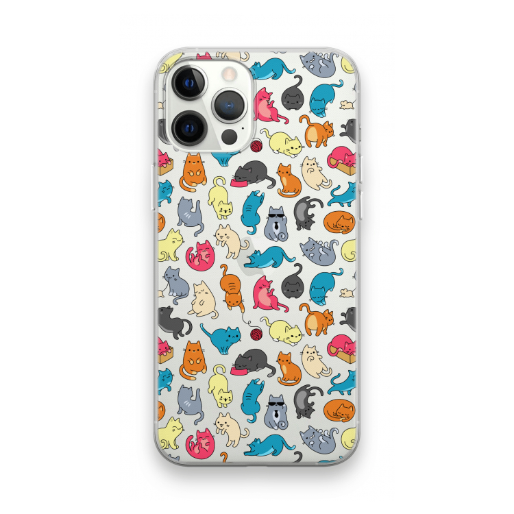 Kleurrijke katten: iPhone 12 Pro Max Transparant Hoesje